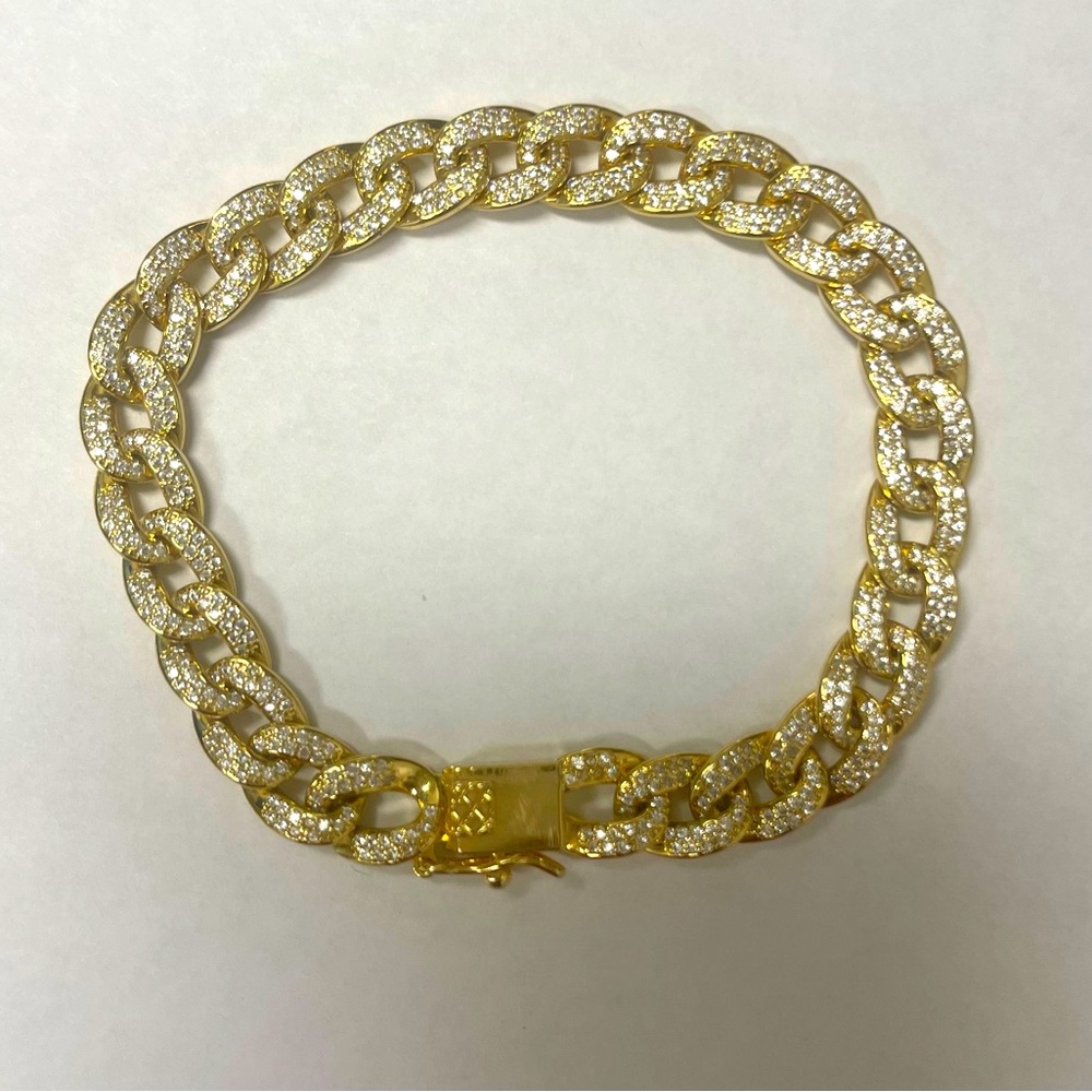 Gold plated Pave chain bracelet.